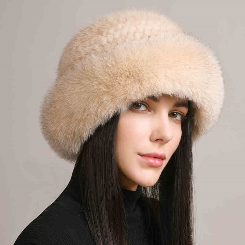 Mink Hair Hat Braided Fur Winter