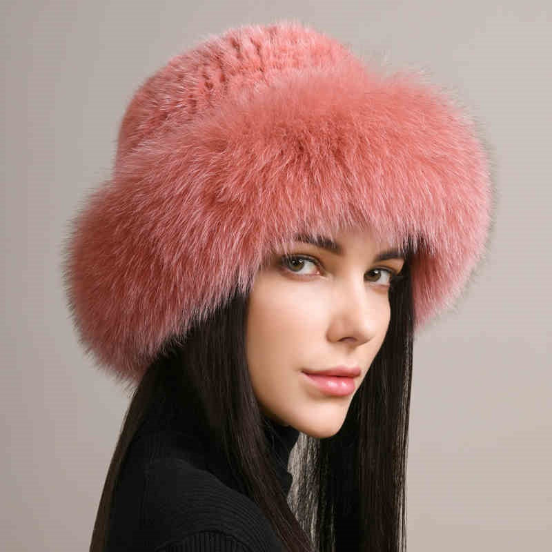 Mink Hair Hat Braided Fur Winter