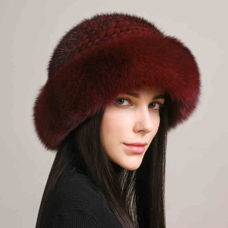 Mink Hair Hat Braided Fur Winter