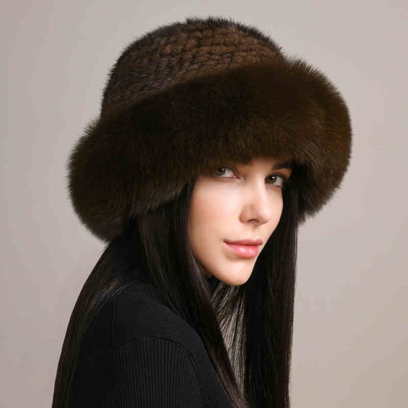 Mink Hair Hat Braided Fur Winter